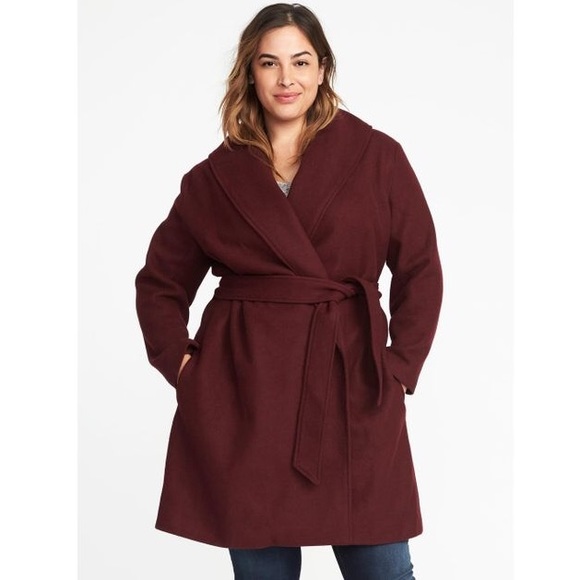 maroon wrap coat